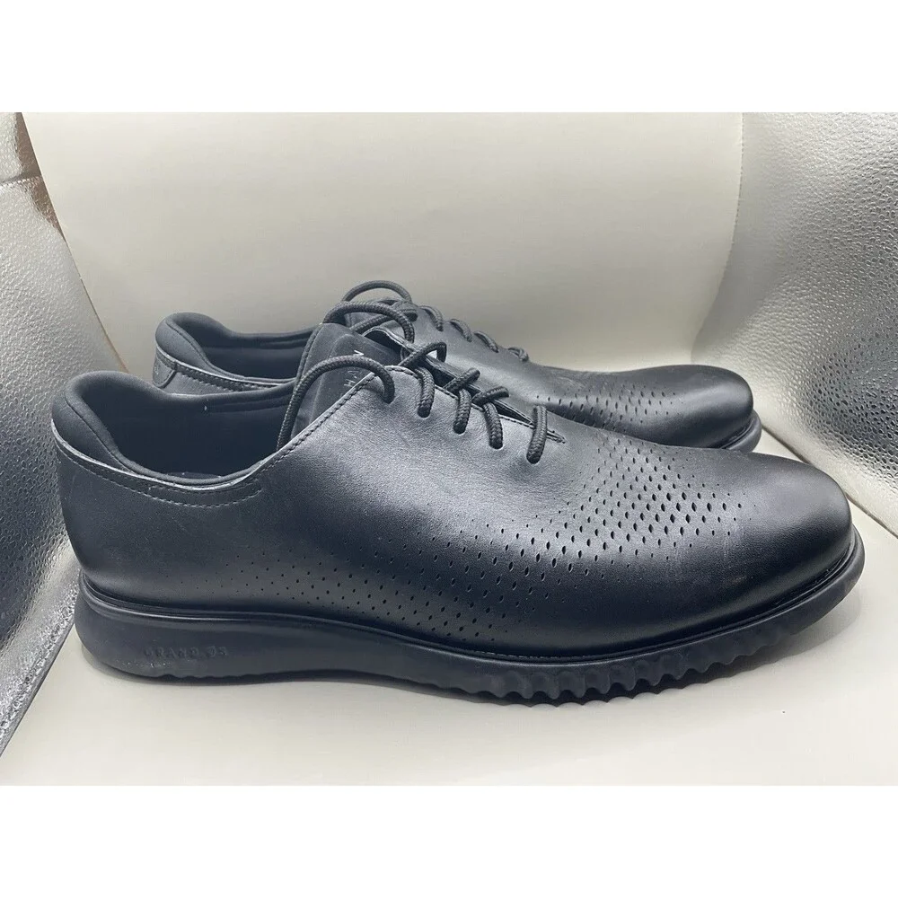 Cole Haan 2.ZeroGrand Lined Laser Wingtip Oxford Mens 13 W Wide Black C23832 EUC